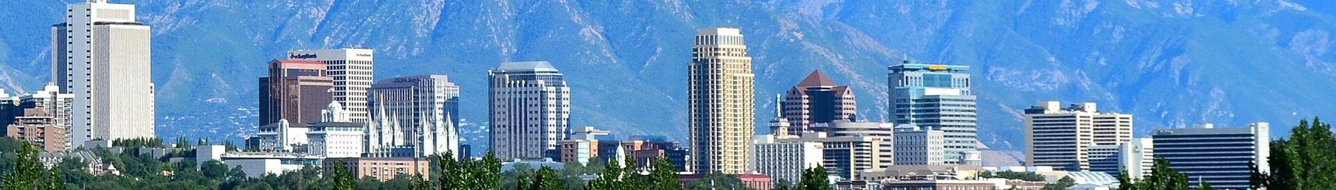 Salt Lake City skyline with Wasatch Mountains